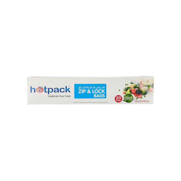 Hotpack Plastic Zip Lock Bags 27 × 30 cm, 20 pcs