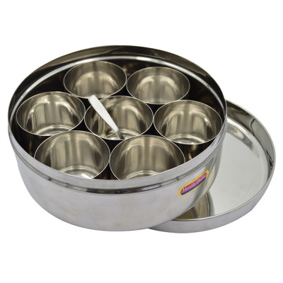 برهان صندوق بهارات دائري 8 إنش من فولاذ مقاوم للصدأ