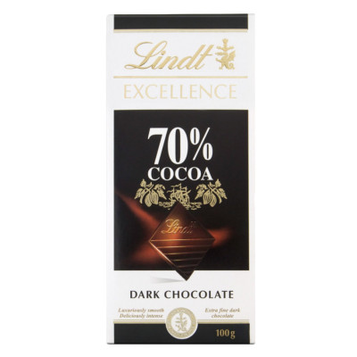Lindt Excellence Intense Dark 70%Cocoa Chocolate 100Gm