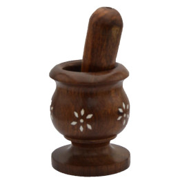Burhan Wooden Khalbatta Mortar and Pestle 3.75 in, 1 pc